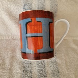 Letter H Monogram Coffee Mug Tea Cup Porcelain Exclusively For Pier 1 EUC DW MW
